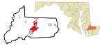 Wicomico County Maryland Incorporated and Unincorporated areas Salisbury Highlighted